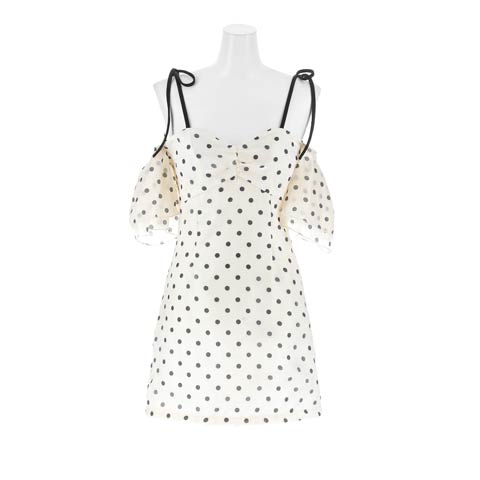 11/17新作![伊藤桃々着用]華奢魅せオフショルに肩リボンがあざといAラインミニ丈キャバドレス[SML/3サイズ展開](アイボリー-Sサイズ)