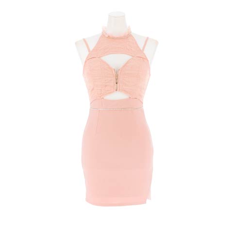 3/6新作![伊藤桃々着用]色っぽ谷間魅せ叶う×ウエストカットがセクシーなビジューアメスリタイトミニ丈キャバドレス[SML/3サイズ展開](ディープピンク-Sサイズ)