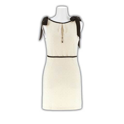 3/11新作![明日花キララ着用]ストーン煌めくリボンショルダー谷間ジップタイトミニ丈キャバドレス[SML/3サイズ展開](アイボリー-Sサイズ)