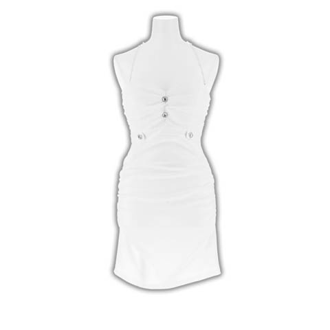 4/24新作!谷間魅せ深Vカット×ホルターネック♪ビジュー煌めくウエストギャザータイトミニ丈キャバドレス[XS~M/4サイズ展開](ホワイト-XSサイズ)