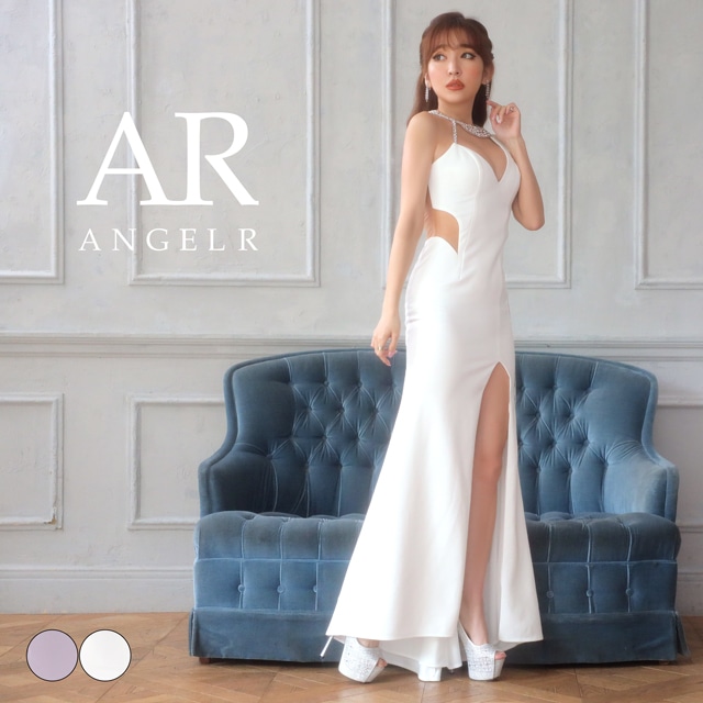 [AngelR]デコルテビジューバックシアーロングドレス[AR21810]