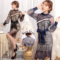 [SMLサイズ]ヌーディ総レースカットアウトタイトミニドレス[3サイズ展開]