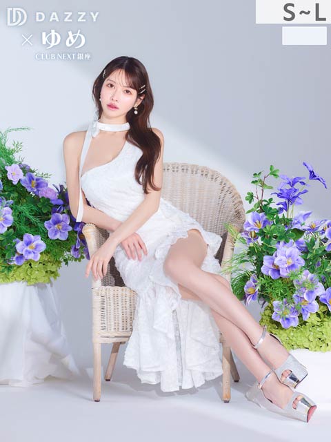 1/20再販![ゆめコラボ]女神級上品ワンショルダー今っぽスリットフィッシュテール膝丈キャバドレス[SML/3サイズ展開]