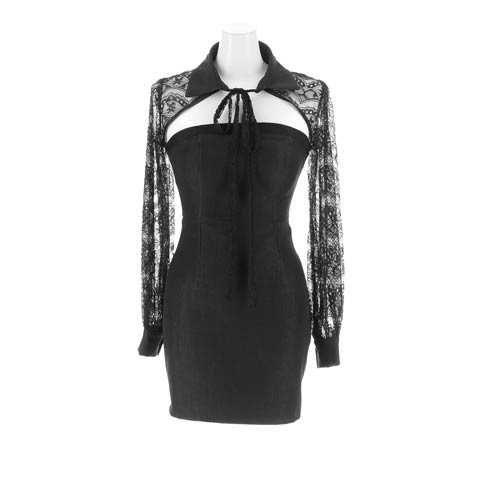 11/12新作![伊藤桃々着用]【2way】で魅せ方自在!二の腕カバーキャバドレス[SML/3サイズ展開](ブラック-Sサイズ)