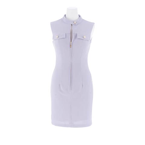 8/1再入荷!ハイネックフロントジップパールビジューノースリーブタイトミニ丈キャバドレス[XS～M/3サイズ展開](クールパープル-XSサイズ)