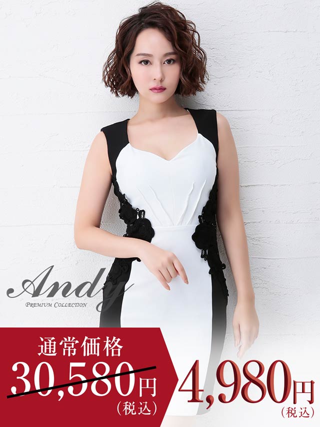 7/24新作!【ポイント20倍】[Andy]バイカラーサイドケミカルローズタイトミニドレス[AN-OK1985]