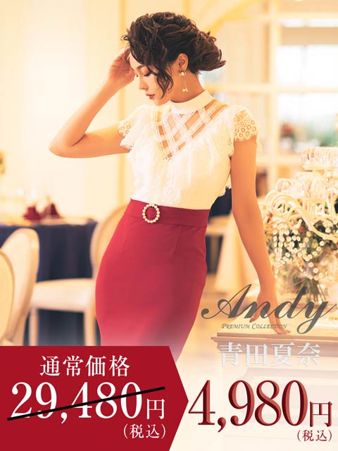 7/29新作!【ポイント20倍】[Andy]ハイネッククロスレースカットタイトミニ丈キャバドレス[AN-OK2294]