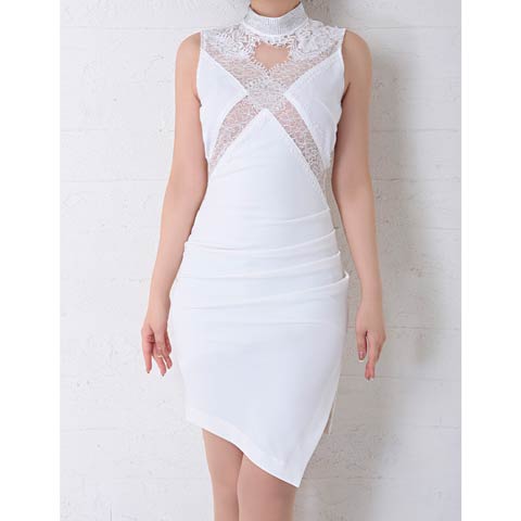 8/25新作!【dazzy特別価格】[Andy]ビジュークロスレースバックシアーミニ丈キャバドレス[AN-OK2348](ホワイト-Sサイズ)