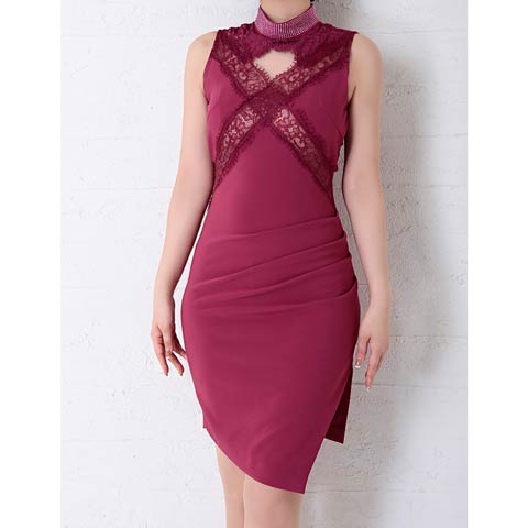 8/25新作!【dazzy特別価格】[Andy]ビジュークロスレースバックシアーミニ丈キャバドレス[AN-OK2348](ダスティピンク-Sサイズ)