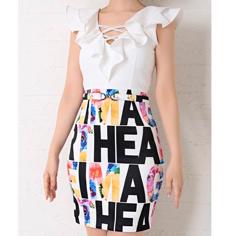 8/25新作!【dazzy特別価格】[Andy]アルファベットクロスタイトミニ丈キャバドレス[AN-OK2359](ホワイト-Sサイズ)