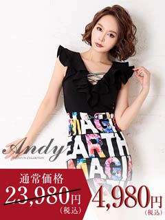 8/25新作!【dazzy特別価格】[Andy]アルファベットクロスタイトミニ丈キャバドレス[AN-OK2359]