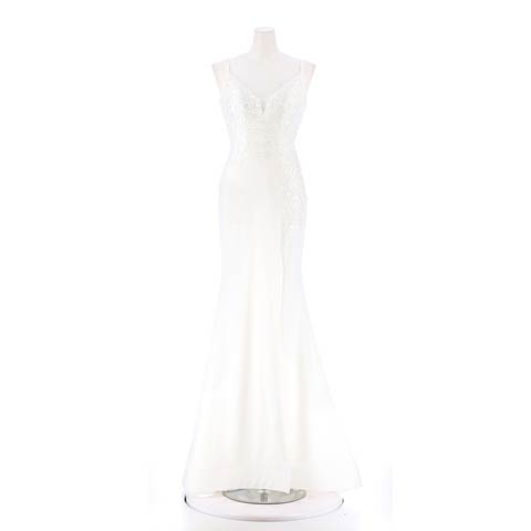 [Be will]ビジュー刺繍キャミソールマーメイドロングドレス[A-0122](ホワイト-Sサイズ)