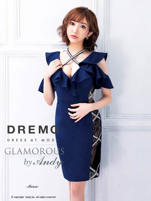 [Andy]クロスデザイン大判フリルタイトミニ丈キャバドレス[GMS-V532]