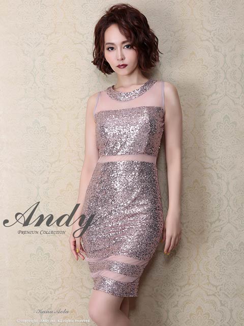 [Andy]スパンコールシースルータイトミニ丈キャバドレス[AN-OK2234]
