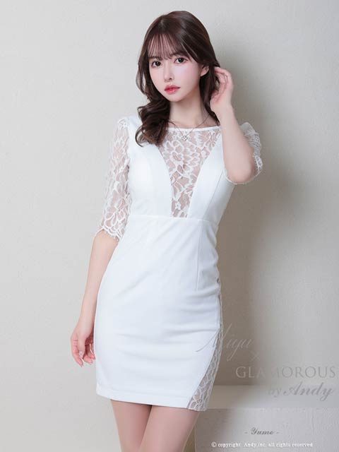 8/14再入荷![GLAMOROUS by Andy]シアーフラワーレースオープンバックタイトミニ丈キャバドレス[GMS-M754]