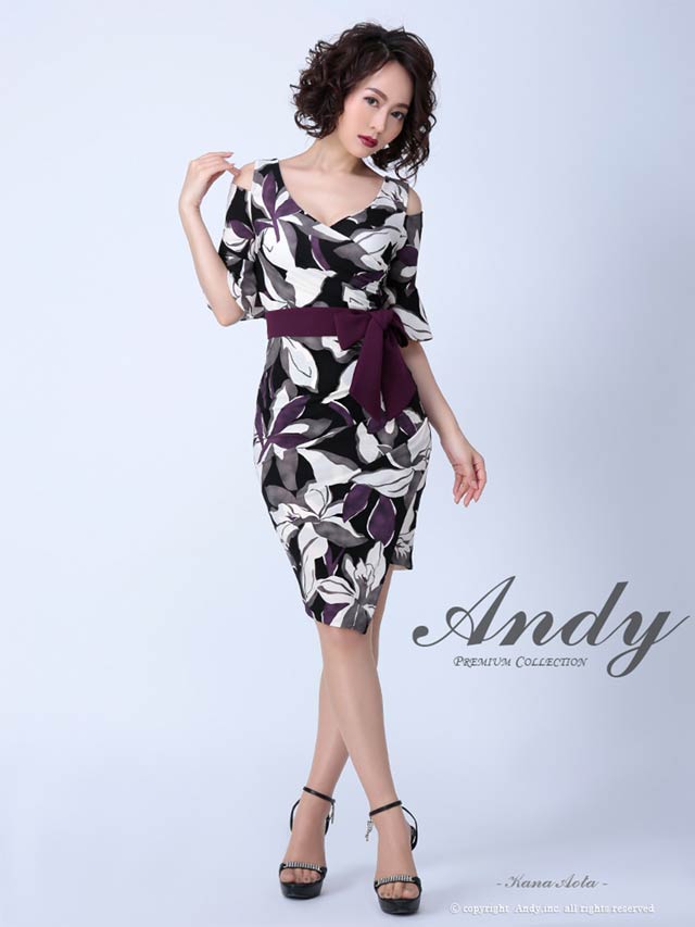 [Andy]大柄フラワープリントタイトミニドレス[AN-OK2315]