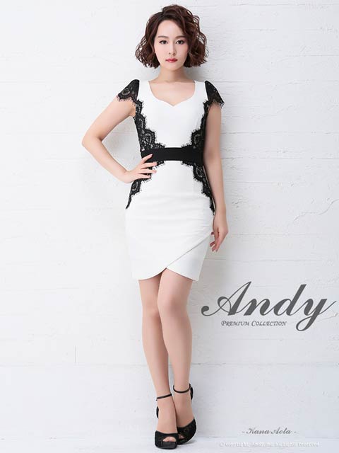 [Andy]バイカラーレースバックリボンタイトミニ丈キャバドレス[AN-OK2529]