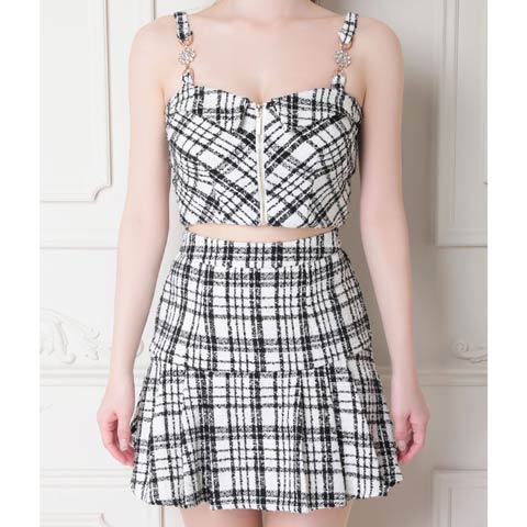 [an]ジップツイードボックスプリーツセットアップ[AOC-3568](ホワイト-Sサイズ)