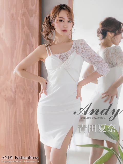 [Andy]ツイストドッキングアシンメトリーレースタイトミニ丈キャバドレス[AN-ON2763]