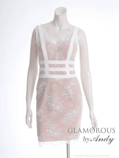 [GLAMOROUS by Andy]モノトーンヌーディレースラインタイトミニドレス[GMS-V852]