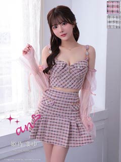4/24再入荷![an]2wayツイードビジューシアー袖プリーツAラインミニセットアップ[AOC-3838]
