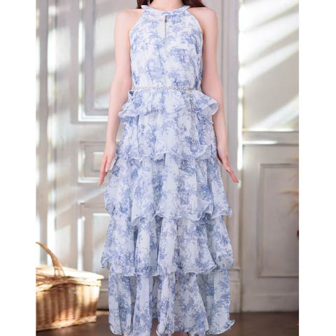 7/16新作!【ポイント20倍】[an]トワルドジュイジップアメスリティアードロングキャバドレス[AOC-3953](ブルー-Sサイズ)