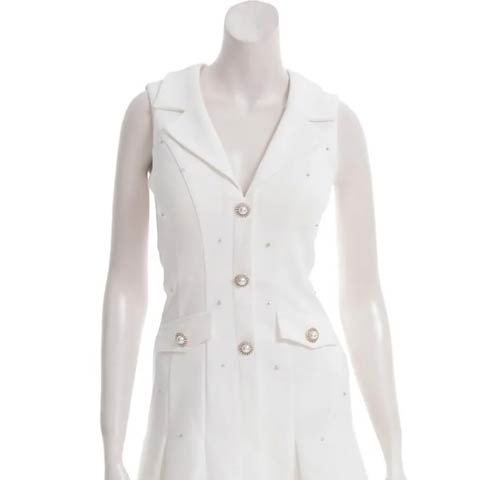 8/13新作!【ポイント20倍】[an]テーラードパールビジュープリーツAラインミニ丈キャバドレス[AOC-3939](ホワイト-Sサイズ)