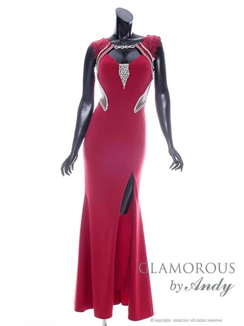 8/15新作!【ポイント20倍】[GLAMOROUS by Andy]ビジューレースウエストシアースリットマーメイドロングキャバドレス[GMS-V874]