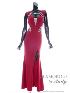 8/15新作!【ポイント20倍】[GLAMOROUS by Andy]ビジューレースウエストシアースリットマーメイドロングキャバドレス[GMS-V874]