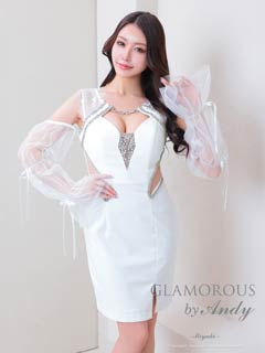 3/26新作!【今だけポイント20倍】[GLAMOROUS by Andy]2way袖付きビジューレースウエストシアータイトミニ丈キャバドレス[GMS-V897]