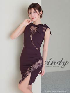 9/3新作![Andy]ノースリーブリボンアシメレーススリットタイトミニ丈キャバドレス[AN-ON2893]