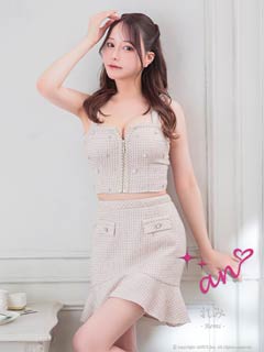 9/22新作![an]ワッフルツイードビジューファスナーマーメイドセットアップ[AOC-3890]