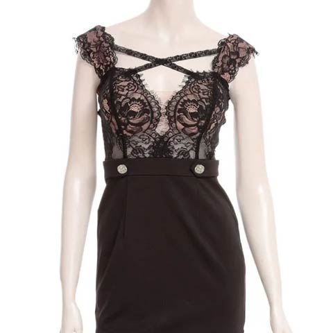 9/24新作![an]ホルターネックファスナーフリルマーメイドミニ丈キャバドレス[AOC-3971](ブラック-Sサイズ)