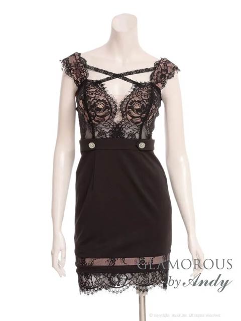 9/24新作![an]ホルターネックファスナーフリルマーメイドミニ丈キャバドレス[AOC-3971]