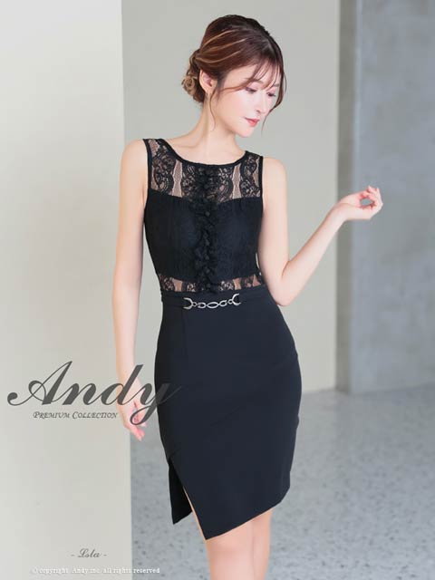 9/29新作!【ポイント20倍】[Andy]シアーレースラインスリットタイトミニ丈キャバドレス[AN-ON2890]
