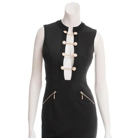 10/1新作![GLAMOROUS by Andy]フロントオープンボタンチェーンノースリーブタイトミニ丈キャバドレス[GMS-V889](ブラック-Sサイズ)