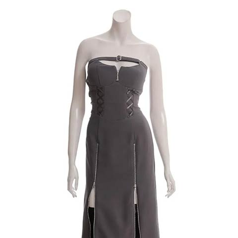 10/3新作!【ポイント20倍】[GLAMOROUS by Andy]ベアトップカットアウトジッパー編み上げAラインロング丈キャバドレス[GMS-V889](グレー-Sサイズ)