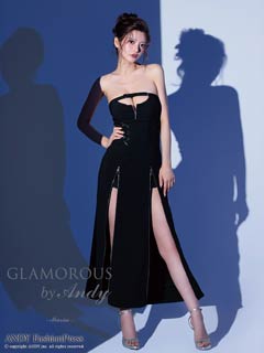 10/3新作!【ポイント20倍】[GLAMOROUS by Andy]ベアトップカットアウトジッパー編み上げAラインロング丈キャバドレス[GMS-V889]
