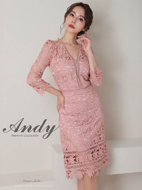 10/13新作![Andy]Vネックオールケミカルレースタイトミニ丈キャバドレス[AN-OK2791]