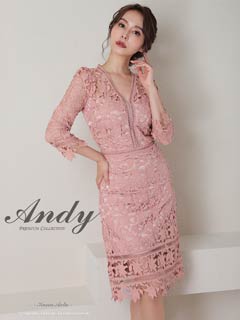 10/13新作![Andy]Vネックオールケミカルレースタイトミニ丈キャバドレス[AN-OK2791]