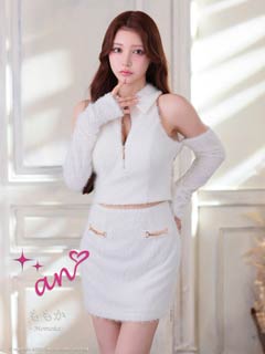 10/13新作![an]ファスナー襟シャギー2wayタイトミニ丈セットアップキャバドレス[AOC-3989]