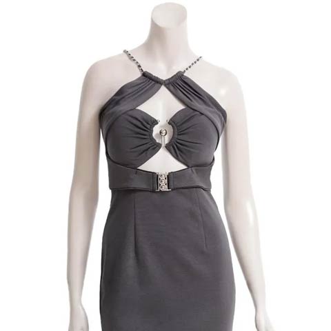 10/13新作![GLAMOROUS by Andy]チェーンアメスリカットビジュータイトミニ丈キャバドレス[GMS-V887](グレー-XSサイズ)