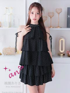 11/5新作!【ポイント20倍】[an]グリッターティアードアメスリリボンAラインミニ丈ドレス[AOC-4008]