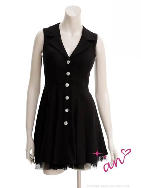 11/28新作!【今だけポイント20倍】[an]テーラードプリーツチュールAラインミニ丈キャバドレス[AOC-4019]