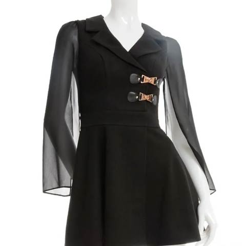 11/28新作!【今だけポイント20倍】[an]テーラードサイドバックルビジューAラインミニ丈キャバドレス[AOC-4023](ブラック-Sサイズ)