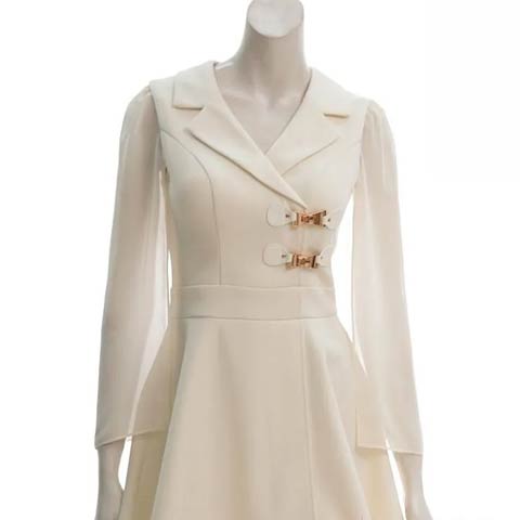 11/28新作!【今だけポイント20倍】[an]テーラードサイドバックルビジューAラインミニ丈キャバドレス[AOC-4023](アイボリー-Sサイズ)