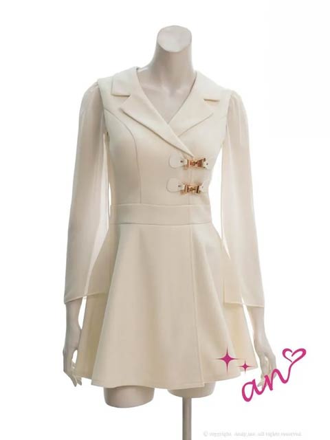 11/28新作!【今だけポイント20倍】[an]テーラードサイドバックルビジューAラインミニ丈キャバドレス[AOC-4023]