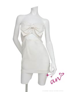 12/8新作!【ポイント20倍】[an]ベアトップビッグリボンウエストカットタイトミニ丈キャバドレス[AOC-4036]