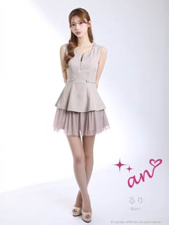 12/8新作!【ポイント20倍】[an]ノースリーブフロントジップビジューボタンプリーツAラインミニ丈キャバドレス[AOC-4025]