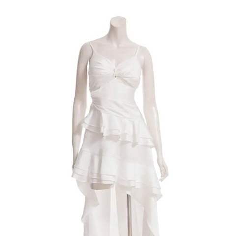 12/10新作!【ポイント20倍】[an]ツイストティアードフィッシュテールロング丈キャバドレス[AOC-4032](ホワイト-Sサイズ)